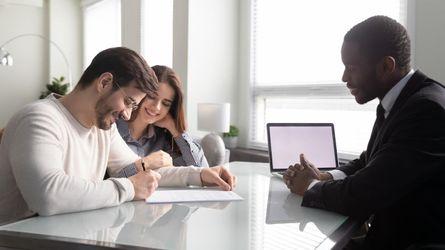 A couple working with their mortgage lender